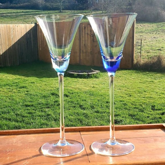 Hand Blown Ex Tall Crystal Color Swirl Champagne Glass elegant toasting signed - Picture 1 of 12